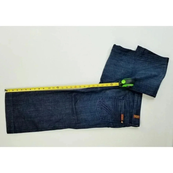 7 For All Mankind Size 29 Dojo Capri Womens Blue Denim Jeans Red Logo Pocket Tag - Picture 5 of 12